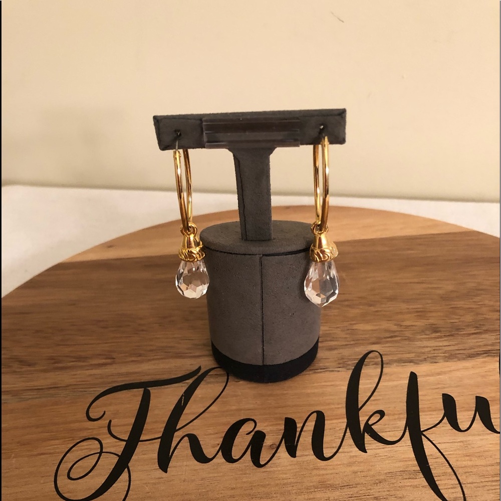 Goldtone and faceted plastic drop earrings